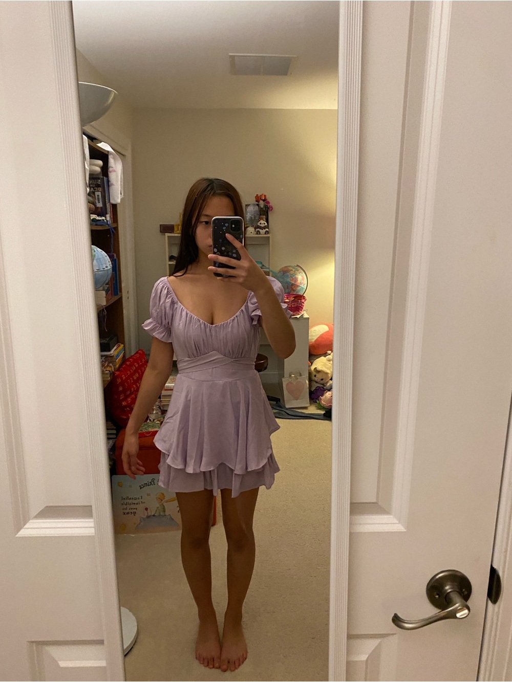 Lilac Off-Shoulder Ruffled Mini Dress - Picture 3 of 7